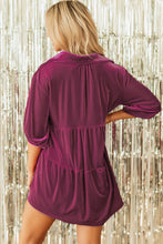 Load image into Gallery viewer, Chestnut 3/4 Sleeve Tunic Babydoll Velvet Shirt
