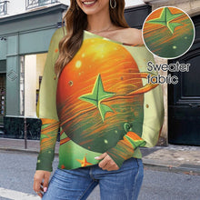 Load image into Gallery viewer, Design 369892118 Pisces Casual Long Batwing Sleeve Off Shoulder Sweater
