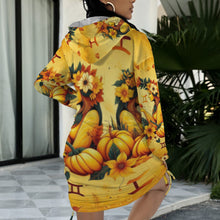 Load image into Gallery viewer, Design 58 Gemini long sleeve hooded drawstring sweatshirt dress
