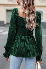 Load image into Gallery viewer, Pink Smocked Ribbed Velvet Babydoll Top
