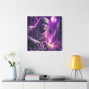 Purple Horror Mummy Canvas Art, Spooky Home Decor, Halloween Wall Art, Horror Movie Print, Gothic Wall Hanging
