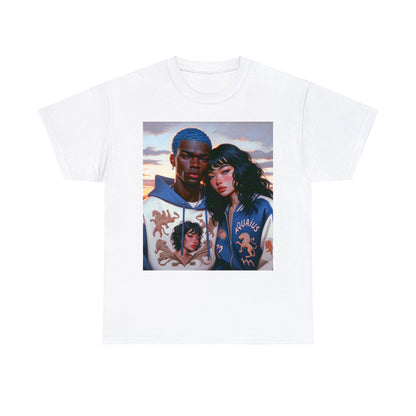 Unisex Aquarius Couple (3) Heavy Cotton Tee