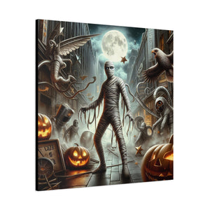 Spooky Mummy Art Canvas Print | Halloween Home Decor, Fall Wall Art, Unique Gift, Framed Mummy Artwork, Creepy Halloween Decor