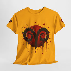 Aries Heart Tee, Unisex Heavy Cotton T-Shirt, Astrology Gift, Birthday Present, Graphic Tee, Casual Wear, Unique Design