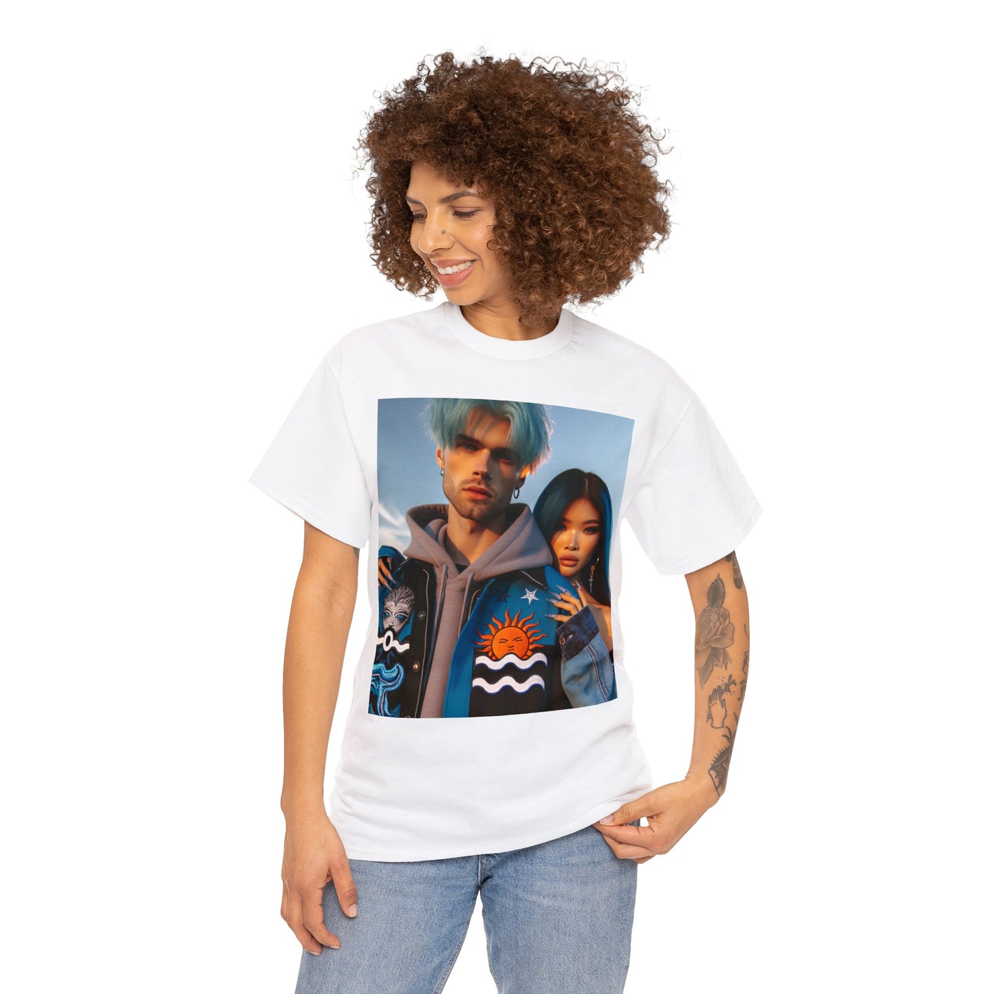 Unisex Aquarius Couple (2) Heavy Cotton Tee