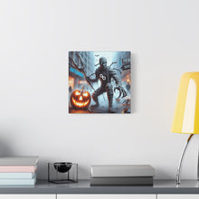 Load image into Gallery viewer, Halloween Canvas Art, Spooky Decor for Fall Celebrations, Mummy with Pumpkins, Cozy Wall Art, Haunted House Vibes
