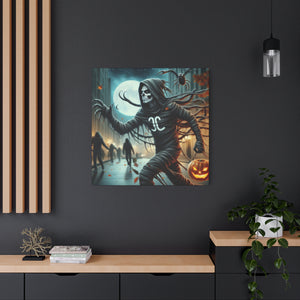 Spooky Halloween Wall Art Canvas, Creepy Decor for Haunted Houses, Trick or Treat Wall Hanging, Frightening Artwork, Seasonal Home Decor