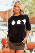 Load image into Gallery viewer, Black Halloween Ghosts Print Round Neck Sweatshirt
