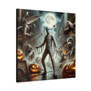 Spooky Mummy Art Canvas Print | Halloween Home Decor, Fall Wall Art, Unique Gift, Framed Mummy Artwork, Creepy Halloween Decor
