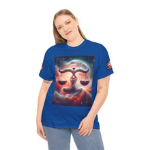 Load image into Gallery viewer, Cosmic Libra Justice Tee, Celestial Balance Shirt, Astrology Themed T-Shirt, Gift for Science Lovers, Unisex Heavy Cotton Tee

