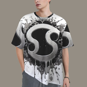 Cancer Round Neck Loose T-Shirt (Inky Splatter) 4