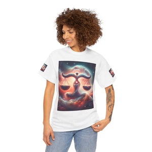 Cosmic Libra Justice Tee, Celestial Balance Shirt, Astrology Themed T-Shirt, Gift for Science Lovers, Unisex Heavy Cotton Tee