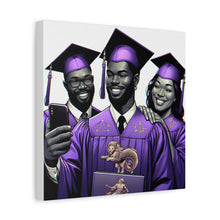 Load image into Gallery viewer, Graduation Celebration Canvas Print, Wall Art for Graduates, Purple Graduation Gift, College Commencement Decor, Customizable Canvas
