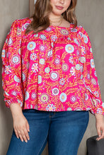 Load image into Gallery viewer, Pink Plus Size Square Neck Floral Blouse

