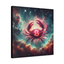 Load image into Gallery viewer, Galactic Crab Canvas Art Print, Home Decor, Zodiac Wall Art, Astrology Gift, Cosmic Crab Decor
