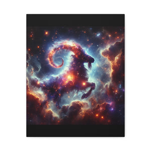 Stretched Canvas Print, Cosmic Goat Art, Zodiac Decor, Aries Gift, Astrological Wall Art, Astrology Home Decor