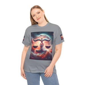 Cosmic Libra Justice Tee, Celestial Balance Shirt, Astrology Themed T-Shirt, Gift for Science Lovers, Unisex Heavy Cotton Tee