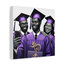 Load image into Gallery viewer, Graduation Celebration Canvas Print, Wall Art for Graduates, Purple Graduation Gift, College Commencement Decor, Customizable Canvas
