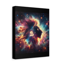 Load image into Gallery viewer, Cosmic Lion Art Canvas Print, Zodiac Wall Art, Leo Decor, Celestial Home Decor, Astrology Gift, Vibrant Galaxy Art
