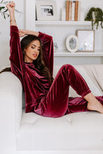 Load image into Gallery viewer, Fiery Red Solid Velvet Two Piece Lounge Set
