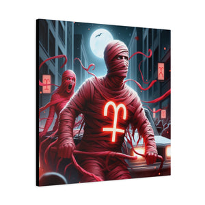 Retro Horror Art Canvas Print, Mummy Wall Art, Spooky Home Decor, Halloween Gift, Dark Aesthetic