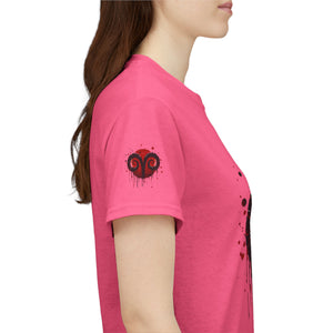 Aries Heart Tee, Unisex Heavy Cotton T-Shirt, Astrology Gift, Birthday Present, Graphic Tee, Casual Wear, Unique Design