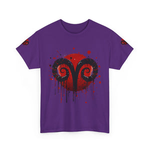 Aries Heart Tee, Unisex Heavy Cotton T-Shirt, Astrology Gift, Birthday Present, Graphic Tee, Casual Wear, Unique Design