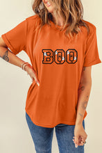 Load image into Gallery viewer, Orange BOO Halloween Ghost Spider Embroidered Graphic Tee
