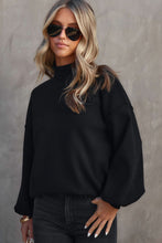 Load image into Gallery viewer, Gray Turtleneck Drop Shoulder Bubble Sleeve Knit Sweater
