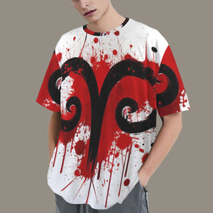Aries Round Neck Loose T-Shirt (Inky Splatter) 2