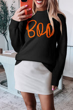 Load image into Gallery viewer, Apricot Boo Knitted Pattern Ribbed Edge Drop Shoulder Sweater
