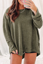 Load image into Gallery viewer, Moss Green Plus Size Textured Knit Long Sleeve Top
