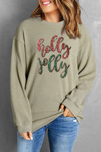 Load image into Gallery viewer, Green Sequined holly jolly Graphic Corded Sweatshirt
