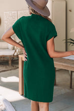Load image into Gallery viewer, Red Dahlia Patch Pocket Ribbed Knit Short Sleeve Sweater Dress
