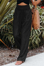 Load image into Gallery viewer, Black Smocked Wide Waistband High Waist Wide Leg Pants
