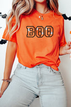 Load image into Gallery viewer, Orange BOO Halloween Ghost Spider Embroidered Graphic Tee
