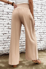 Load image into Gallery viewer, Khaki Smocked Wide Waistband High Waist Wide Leg Pants
