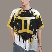 Load image into Gallery viewer, Gemini Round Neck Loose T-Shirt (Inky Splatter) 4
