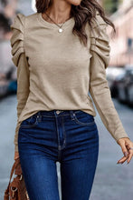 Load image into Gallery viewer, Khaki Buttoned Puff Long Sleeve Sheath Top
