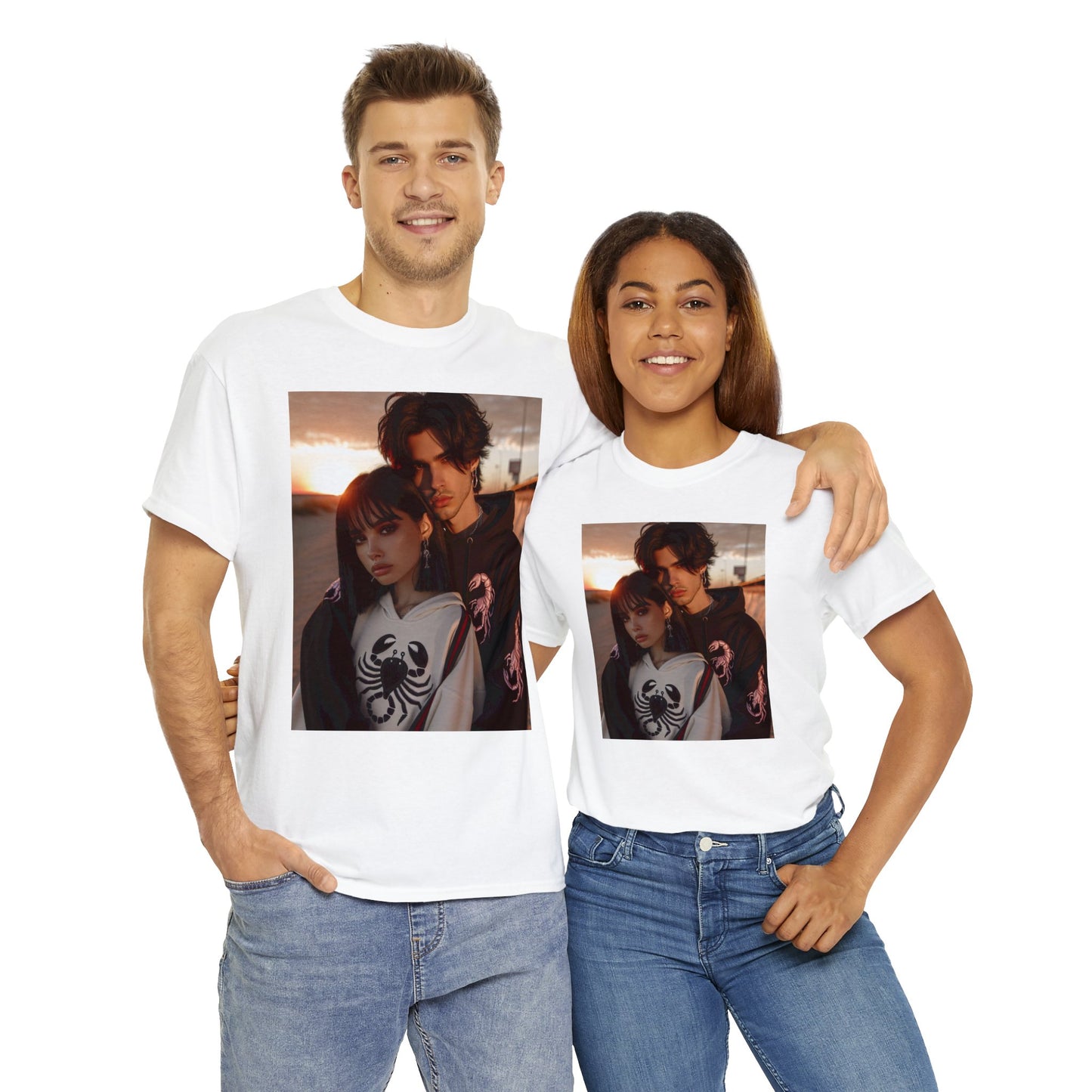 Unisex Scorpio Couple (1) Heavy Cotton Tee