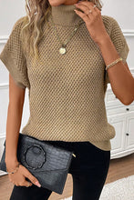 Load image into Gallery viewer, Black Turtleneck Textured Short Sleeve Sweater
