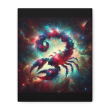 Load image into Gallery viewer, Astrological Scorpion Canvas Art Print, Zodiac Wall Decor, Astrology Gift, Cosmic Home Decor, Celestial Artwork
