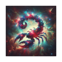 Load image into Gallery viewer, Astrological Scorpion Canvas Art Print, Zodiac Wall Decor, Astrology Gift, Cosmic Home Decor, Celestial Artwork
