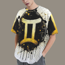 Load image into Gallery viewer, Gemini Round Neck Loose T-Shirt (Inky Splatter) 2
