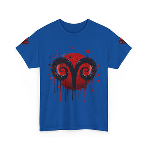 Aries Heart Tee, Unisex Heavy Cotton T-Shirt, Astrology Gift, Birthday Present, Graphic Tee, Casual Wear, Unique Design