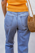 Load image into Gallery viewer, Sky Blue Heavy Destroyed Big Hole Boyfriend Jeans
