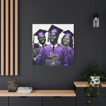 Load image into Gallery viewer, Graduation Celebration Canvas Print, Wall Art for Graduates, Purple Graduation Gift, College Commencement Decor, Customizable Canvas
