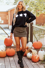 Load image into Gallery viewer, Black Halloween Ghosts Print Round Neck Sweatshirt
