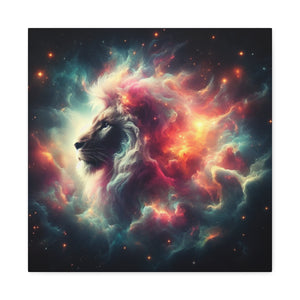 Cosmic Lion Canvas Wall Art, Abstract Lion Decor, Celestial Prints, Space Animal Artwork, Dreamy Home Decor