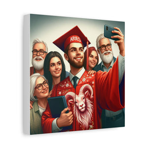 Custom Graduation Canvas Print, Family Portrait Wall Art, Celebrate Achievements, Perfect Gift for Graduates, Aries Zodiac Decor